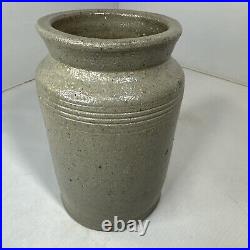 Antique Pottery Jar Grey Crock Stoneware Country Primitive