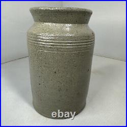 Antique Pottery Jar Grey Crock Stoneware Country Primitive