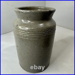 Antique Pottery Jar Grey Crock Stoneware Country Primitive