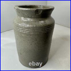 Antique Pottery Jar Grey Crock Stoneware Country Primitive