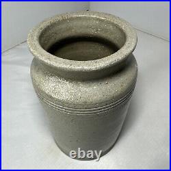 Antique Pottery Jar Grey Crock Stoneware Country Primitive