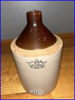 Antique Primative Ransbottom Brothers Pottery 1/2 Gallon Stoneware Whiskey Jug