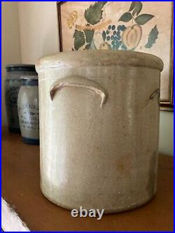 Antique Primitive 2 Gallon Cobalt Bee Sting Salt Glaze Stoneware Crock Farmhouse