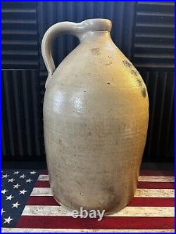 Antique Primitive 3 Gallon Beehive Stoneware Jug Salt Glaze Cobalt Crock LOOK