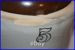Antique Primitive 5 Gallon Stoneware Pottery Jug Large 2 Tone Color Whiskey Jug