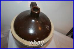 Antique Primitive 5 Gallon Stoneware Pottery Jug Large 2 Tone Color Whiskey Jug