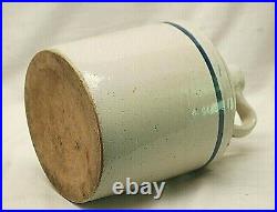 Antique Primitive Blue Band Stoneware Jug Crock Art Pottery Jar Vintage Rustic b