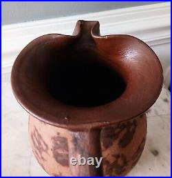 Antique Primitive Brown Tanware Cat's Paw Stoneware Pitcher Kentucky Early 20th