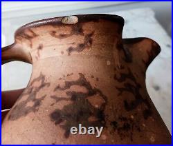 Antique Primitive Brown Tanware Cat's Paw Stoneware Pitcher Kentucky Early 20th
