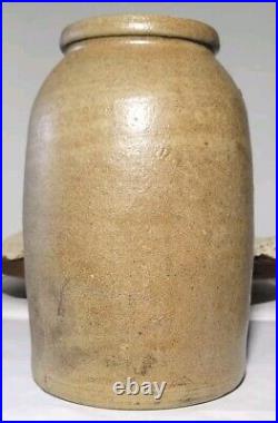 Antique Primitive Salt Glaze Stoneware Crock Wax Close Canning Top 7.75 Inches