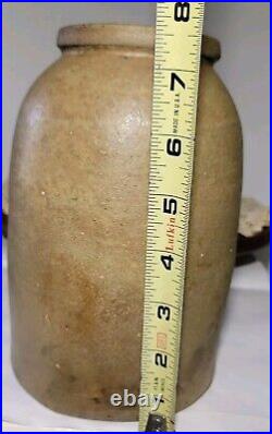 Antique Primitive Salt Glaze Stoneware Crock Wax Close Canning Top 7.75 Inches