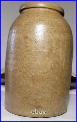 Antique Primitive Salt Glaze Stoneware Crock Wax Close Canning Top 7.75 Inches