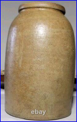 Antique Primitive Salt Glaze Stoneware Crock Wax Close Canning Top 7.75 Inches