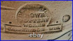 Antique Primitive Salt Glazed Bird Stoneware Crock from Rowe Pottery Works, Wisc
