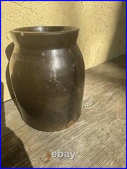 Antique Primitive Salt Glazed Stoneware COWDEN Wilcox HARRISBURG PA Jug