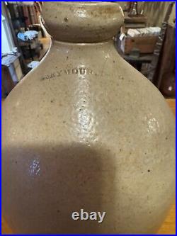 Antique Primitive Seymour Salt Glaze Stoneware Jug, Troy