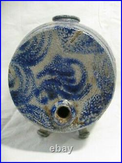 Antique Primitive Stoneware Cobalt Footed Keg Blind Pig Rundlet Aafa c. 1850