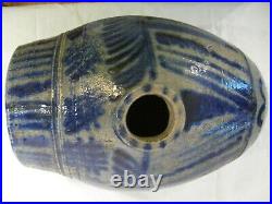 Antique Primitive Stoneware Cobalt Footed Keg Blind Pig Rundlet Aafa c. 1850
