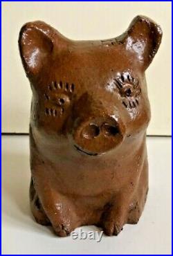 Antique Primitive Stoneware Sewer Tile American Handmade Folk Art Pig Bank
