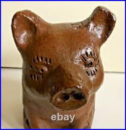Antique Primitive Stoneware Sewer Tile American Handmade Folk Art Pig Bank