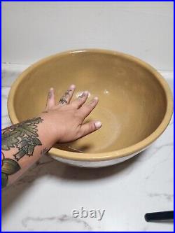 Antique Primitive Yellow Ware Stoneware Dough Mixing Bowl