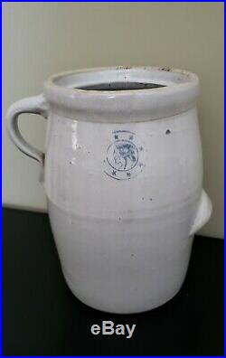 Antique RARE Louisville Pottery Co Blue Indian Head Stoneware Butter Churn