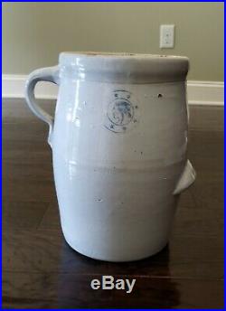 Antique RARE Louisville Pottery Co Blue Indian Head Stoneware Butter Churn