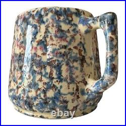 Antique RRP Roseville Pottery Blue Purple Country Spongeware Stoneware Pitcher