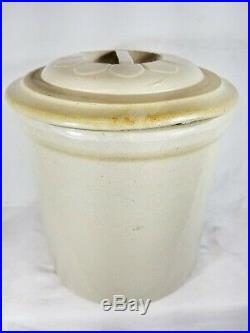 Antique Red Wing 2 Gallon Crock With Daisy Petal Lid Bar Handle Union Stoneware