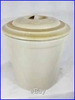 Antique Red Wing 2 Gallon Crock With Daisy Petal Lid Bar Handle Union Stoneware
