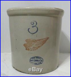 Antique Red Wing Union Stoneware Co Minn 3 Gallon Crock Pottery