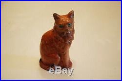 Antique Redware Cat Bank Vintage Primitive Ceramic Pottery Stoneware