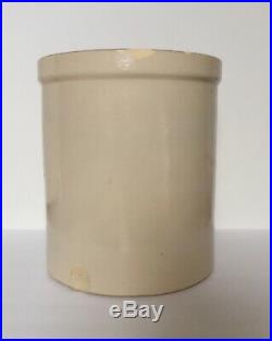 Antique Robinson Tall 5 Gallon USA. Stone Ware Pottery Crock Blue Crown
