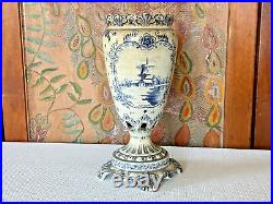 Antique Royal Bonn Delft Pottery Blue White Earthenware Vase Franz Anton Mehlem