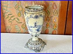Antique Royal Bonn Delft Pottery Blue White Earthenware Vase Franz Anton Mehlem