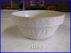 Antique Ruckel's Pottery Whitehall Stoneware 10.75 White Saw Tooth Large Bowl