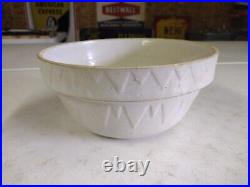 Antique Ruckel's Pottery Whitehall Stoneware 10.75 White Saw Tooth Large Bowl