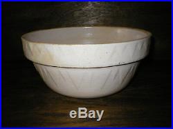 Antique Ruckel's White Hall Pottery Mixing Bowl Stoneware Sawtooth Pyramid