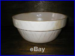 Antique Ruckel's White Hall Pottery Mixing Bowl Stoneware Sawtooth Pyramid