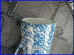 Antique SPONGEWARE PITCHER Spatterware BLUE WHITE Stoneware Pottery Salt Glaze