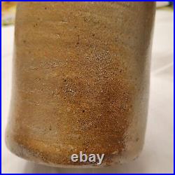 Antique STONEWARE CROCK FRUIT JAR NO LID SALT GLAZE CANNING WAX SEALING 8 INCHES
