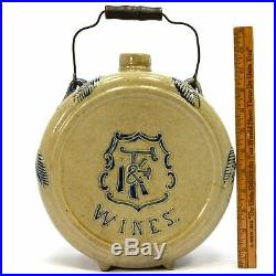 Antique STONEWARE WINE CANTEEN by WHITES POTTERY for I. F& K WINES c. 1890 Rare