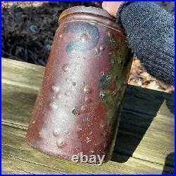 Antique STRASBURG VA Salt Glaze Stoneware Crock Jar Red & Gold plus Cobalt Swags
