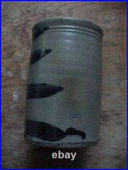 Antique STRIPER Canner Crock Jar Western PA 4 Cobalt Striped Stoneware Rare