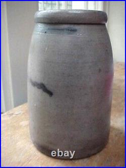 Antique STRIPER Canner Crock Jar Western PA Cobalt Striped Stoneware Crock