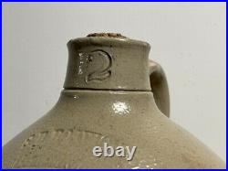 Antique S. B. Bosworth 2 gallon stoneware jug Hartford, CT 1880 Cobalt blue