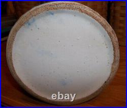 Antique Salt Glaze Pitcher Blue & White Stoneware Grazing Cow Original 1800s 8T