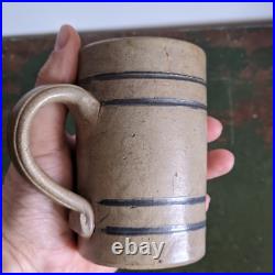 Antique Salt Glaze Pottery Mug Stoneware ca 1880 AAFA