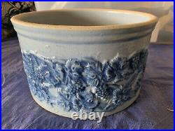Antique Salt Glaze Stoneware Blue Grapes 9 Crock The Robinson Clay Akron Ohio