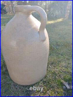 Antique Salt Glaze Stoneware Jug Cobalt Blue Bird 2 Gal. Crock Albany NY Turkey
